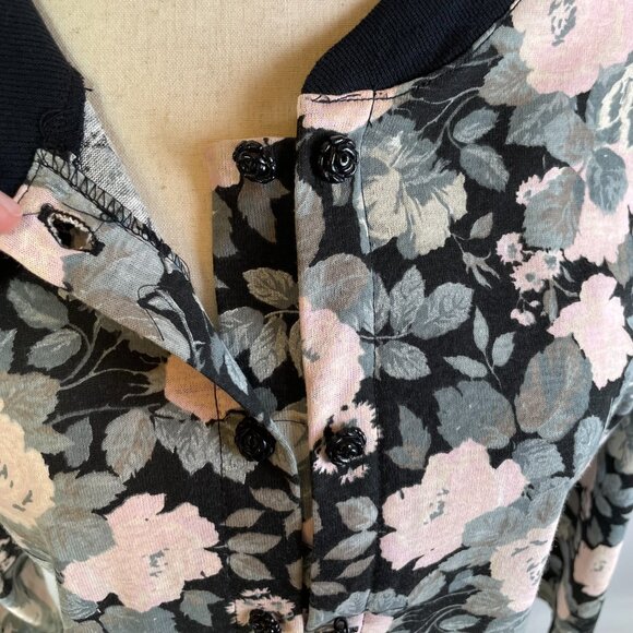 Sauci Vintage Cardigan Blouse Jacket Lightweight Cotton Blend Floral Rose Size L - Picture 6 of 12